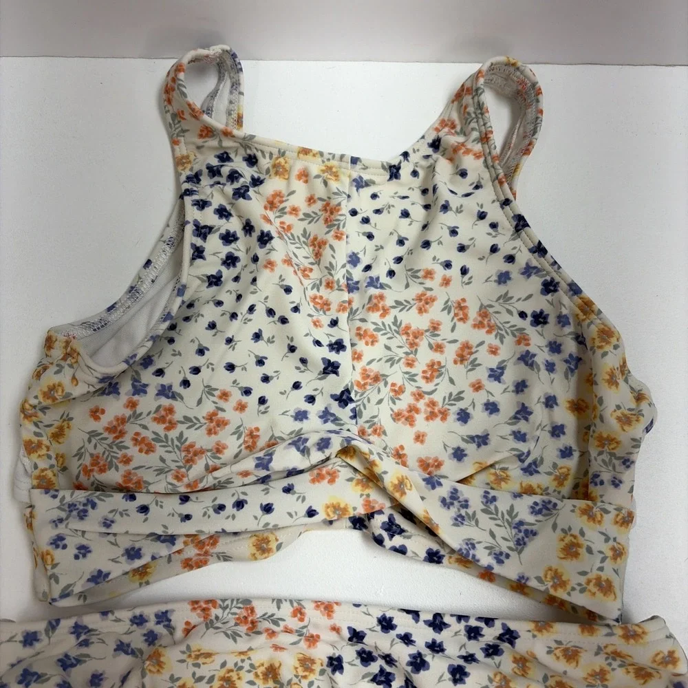 Abercrombie & Fitch Girl 11/12 Bikini White Small Pink Blue Flowers Summer Beach